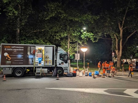 3.	O camião da Uretek equipado com tudo o que é necessário para a intervenção 