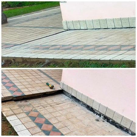 Antes e depois de uma intervenção da Uretek