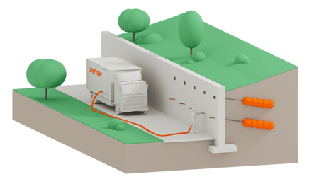 Ancoragem de muro de contenção com microancoragens Uretek Microanchors