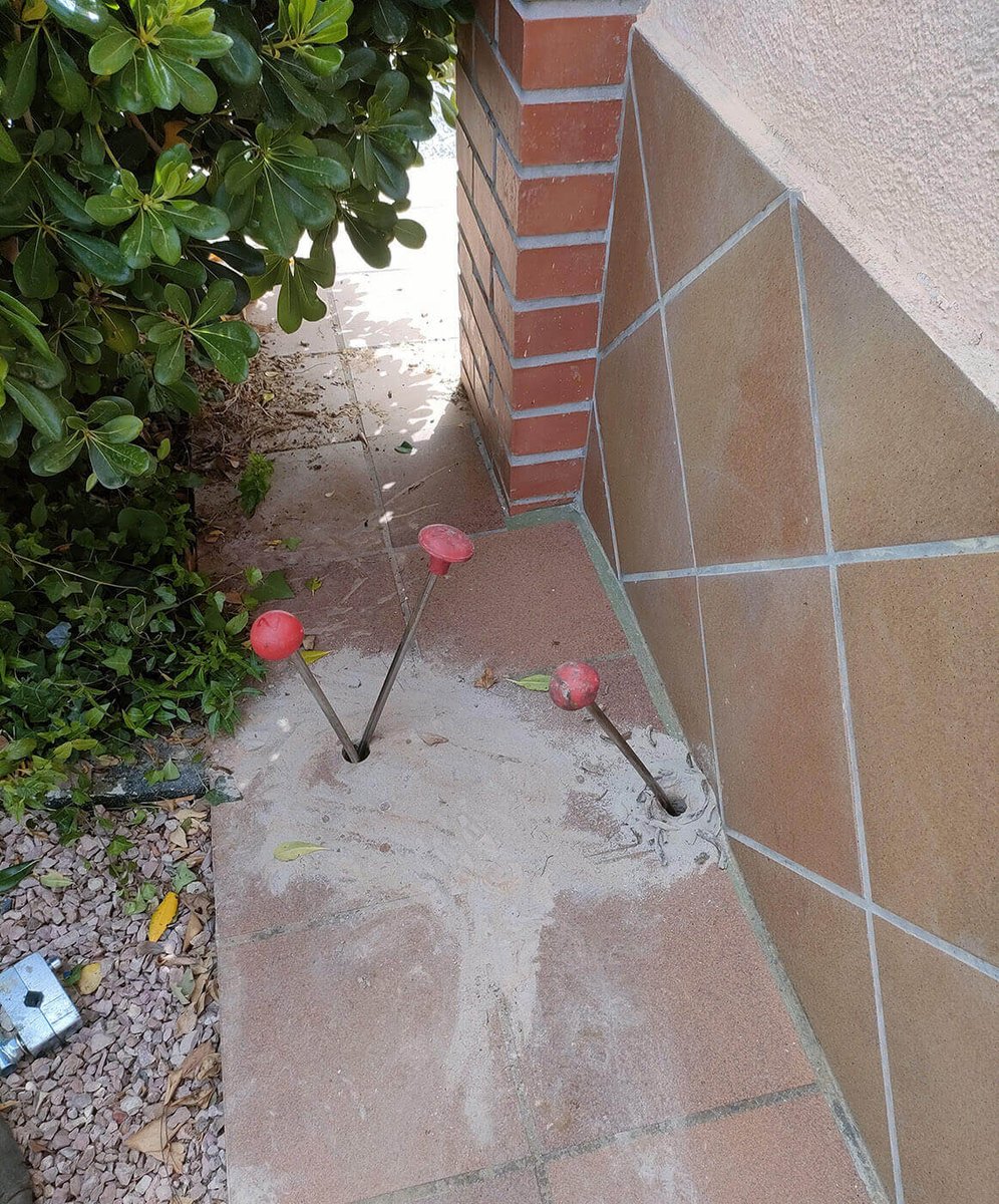 Pontos de injeção de resina