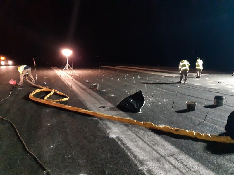 Intervenção para a estabilização do pavimento do aeroporto de Santiago